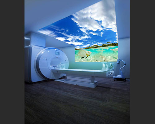 scan room under water - printed ceiling translucent with backlighting