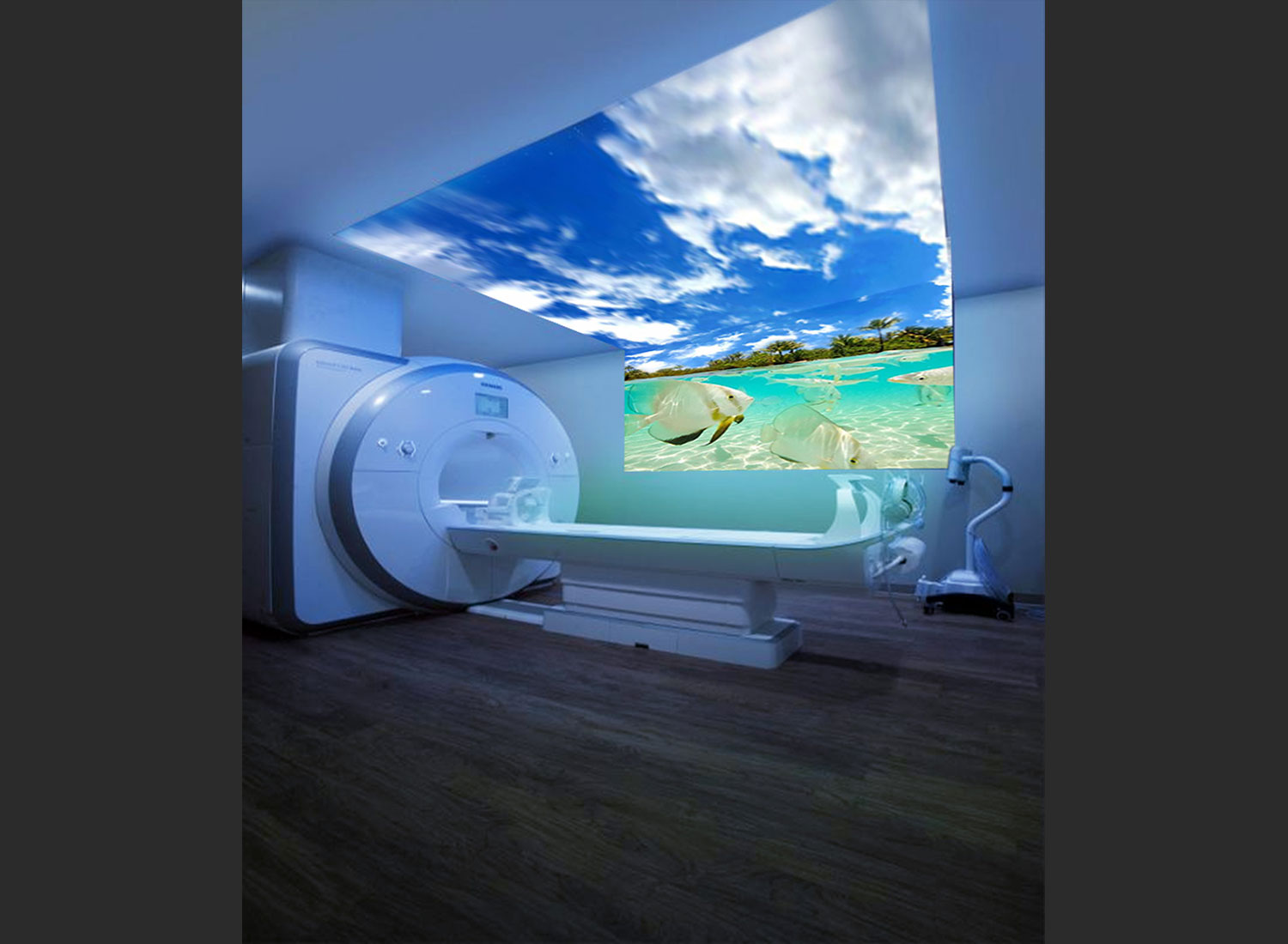 scan room under water - printed ceiling translucent with backlighting