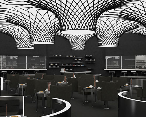 restaurant - 3d stretch ceiling translucent with backlighting