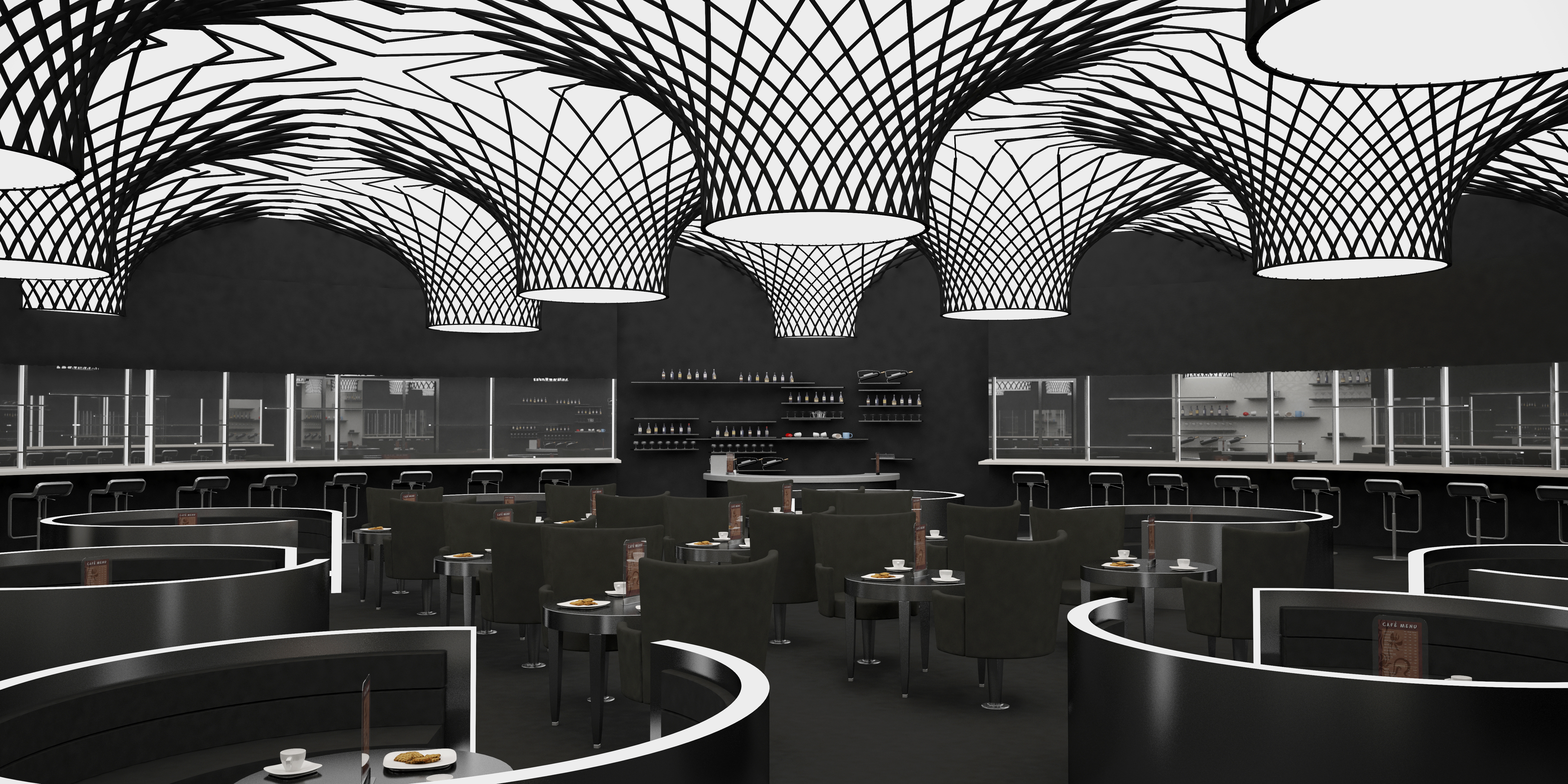 restaurant - 3d stretch ceiling translucent with backlighting