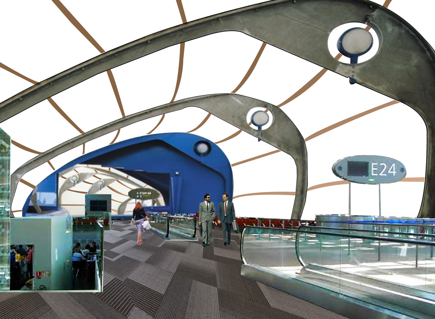 Departure pier - 3d stretch ceiling translucent with backlighting