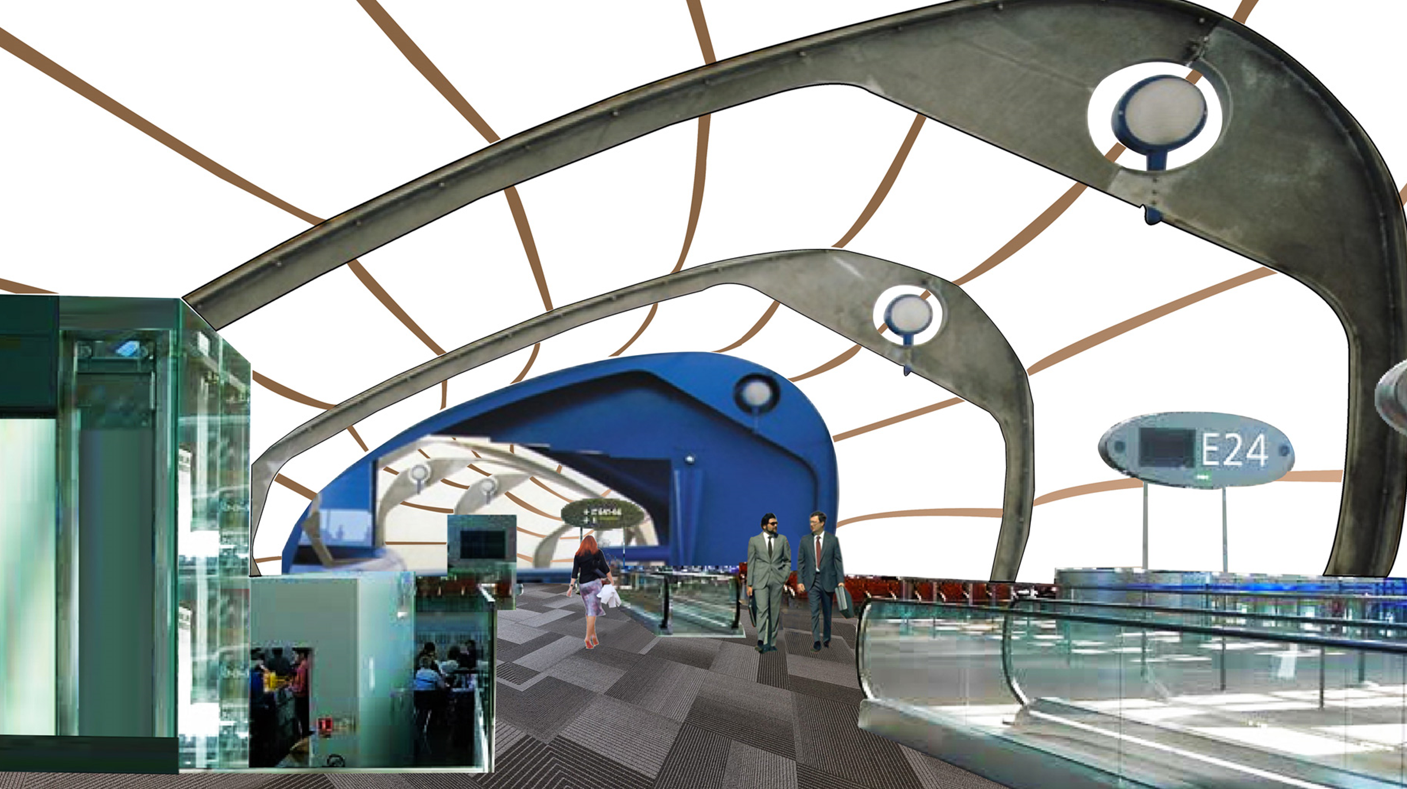 Departure pier - 3d stretch ceiling translucent with backlighting