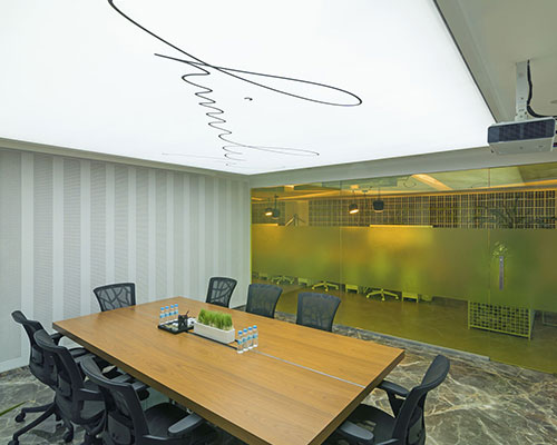 Stretch Ceiling Printed Translucent with Backlighting in Conference Room - Corporate