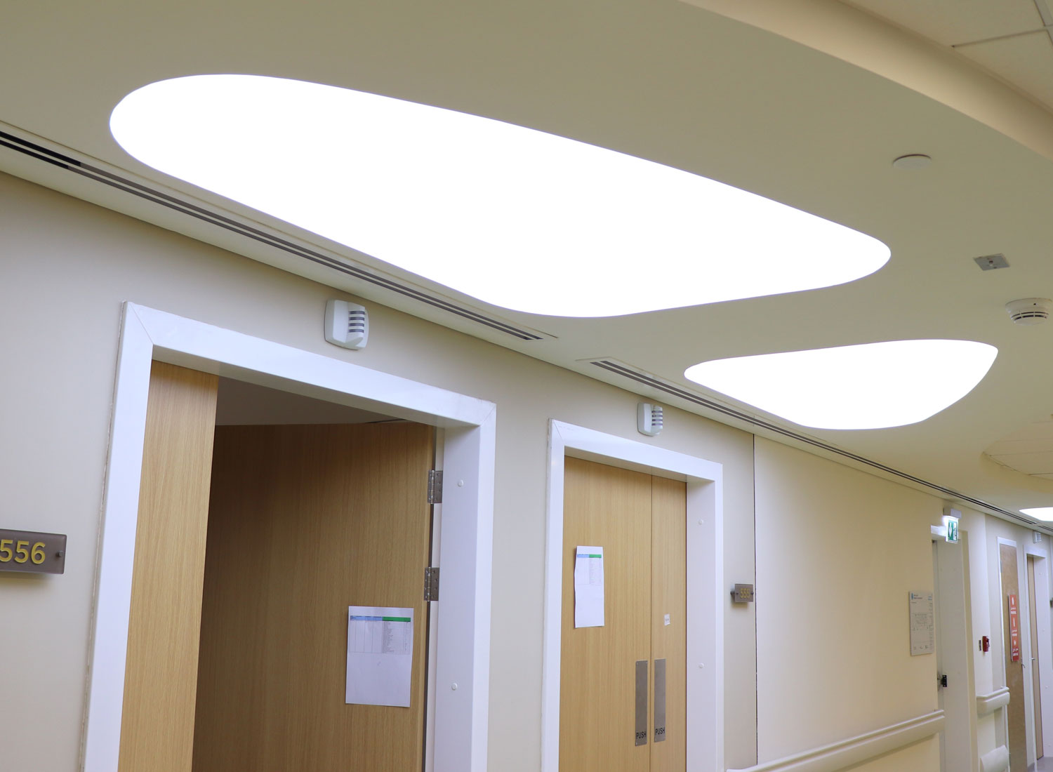 Stretch ceiling White Translucent with Backlighting in Healthcare