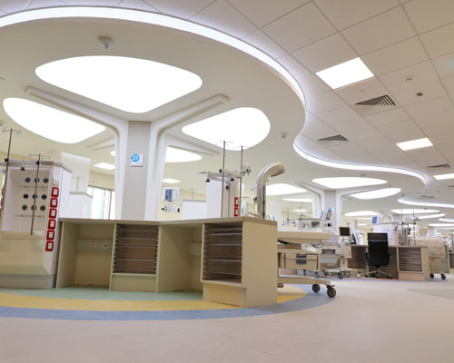 Stretch ceiling White Translucent with Backlighting in Healthcare
