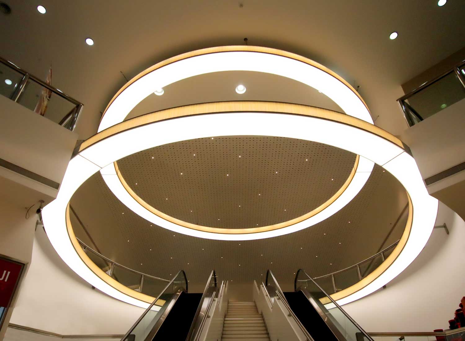Stretch ceiling White Translucent with Backlighting in a mall